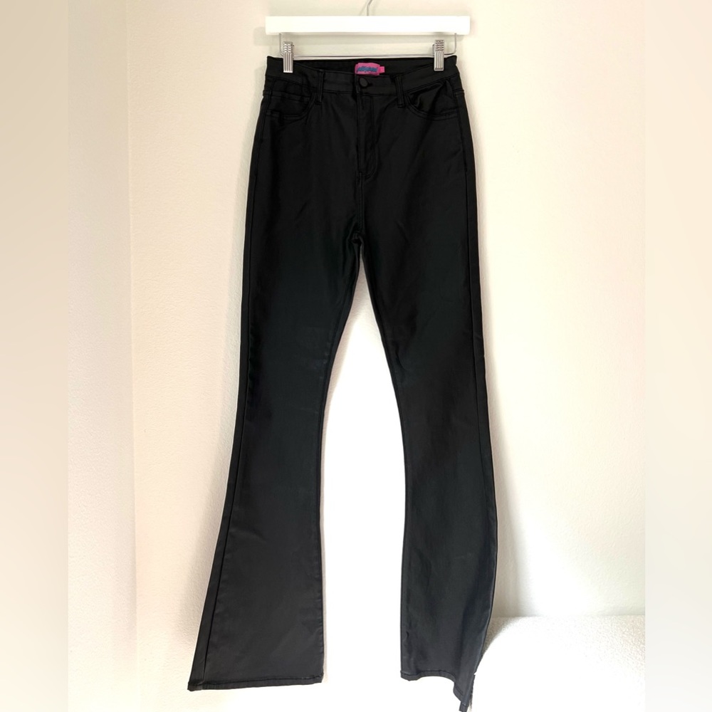 Edikted Luna Faux Leather Flare Jeans